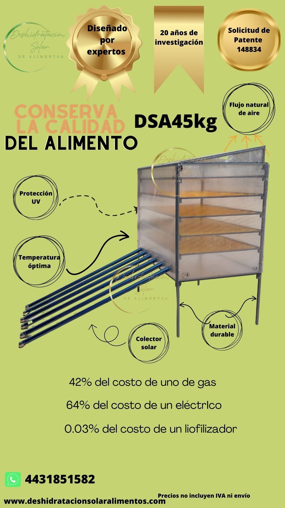 Deshidratador Solar de Alimentos DSA45kg
